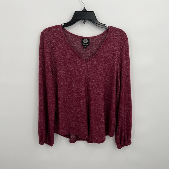 bobeau Tops - Bobeau Women's Maroon Long Sleeve V-Neck Top Size S